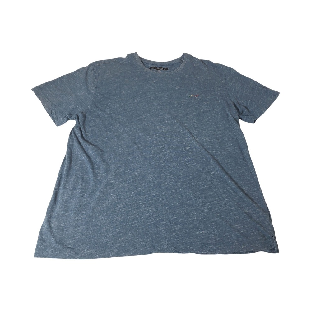 Greg Norman Mens XL Blue Heathered Space Dye Short Sleeve Shark Logo T-Shirt